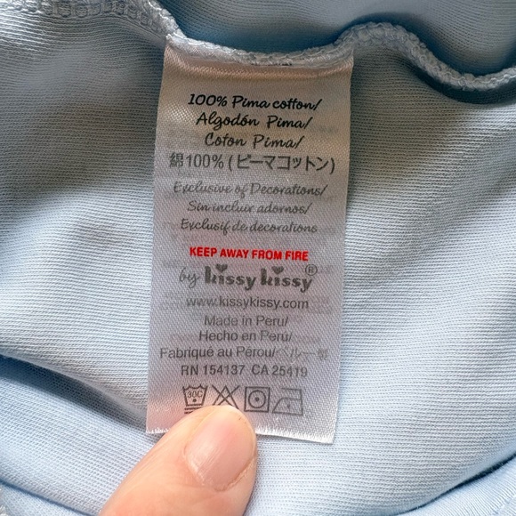 Kissy Kissy soft blue basic cotton footie- Pima cotton- made in Peru- 0-3 months - Picture 13 of 15